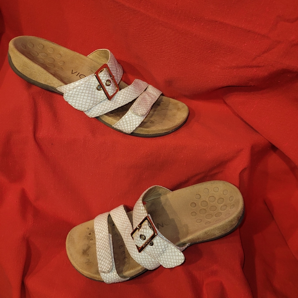 Vionic Skylar Snakeskin Print Adjustable Slide Sa… - image 2